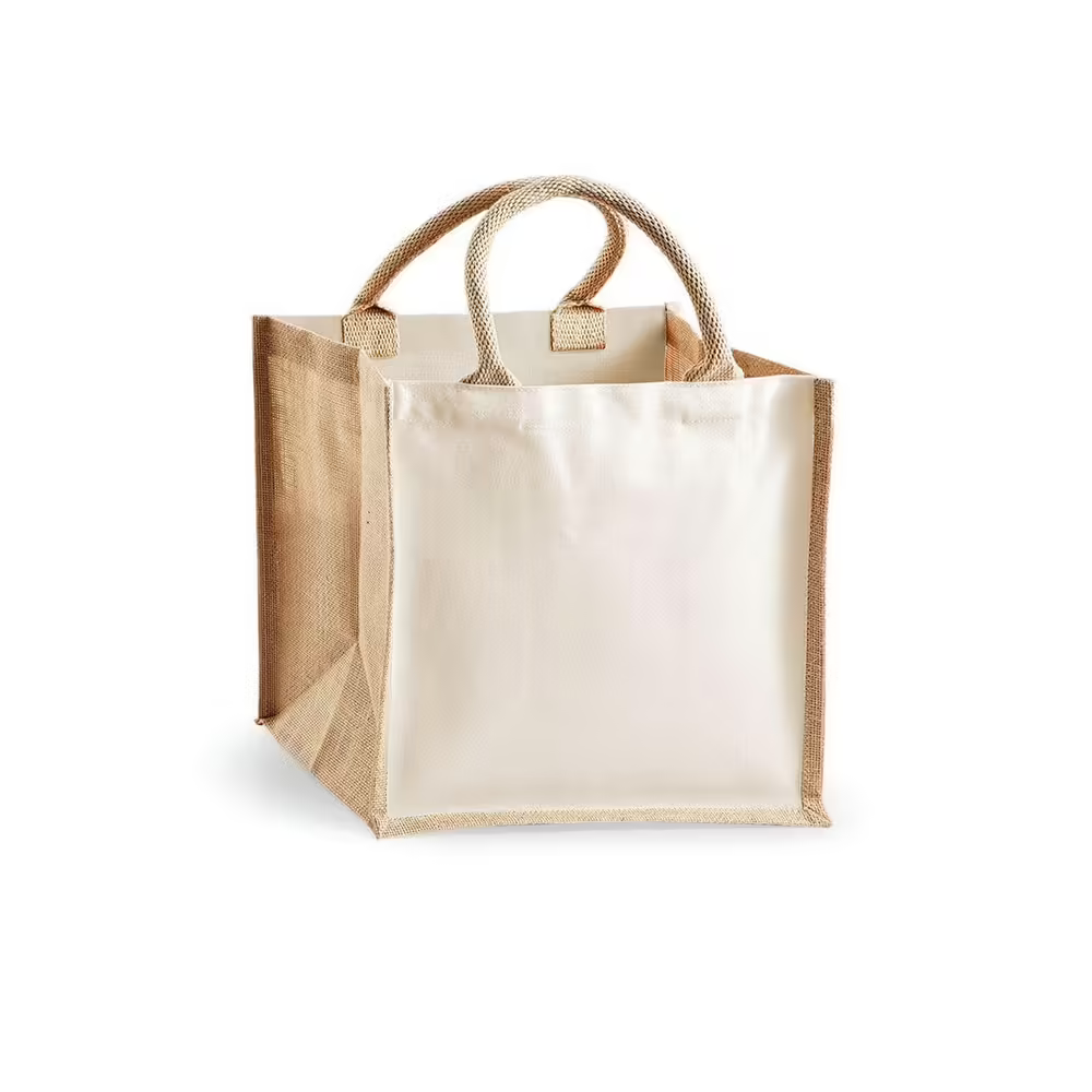 Sac en jute & coton blanc/naturel taille M
