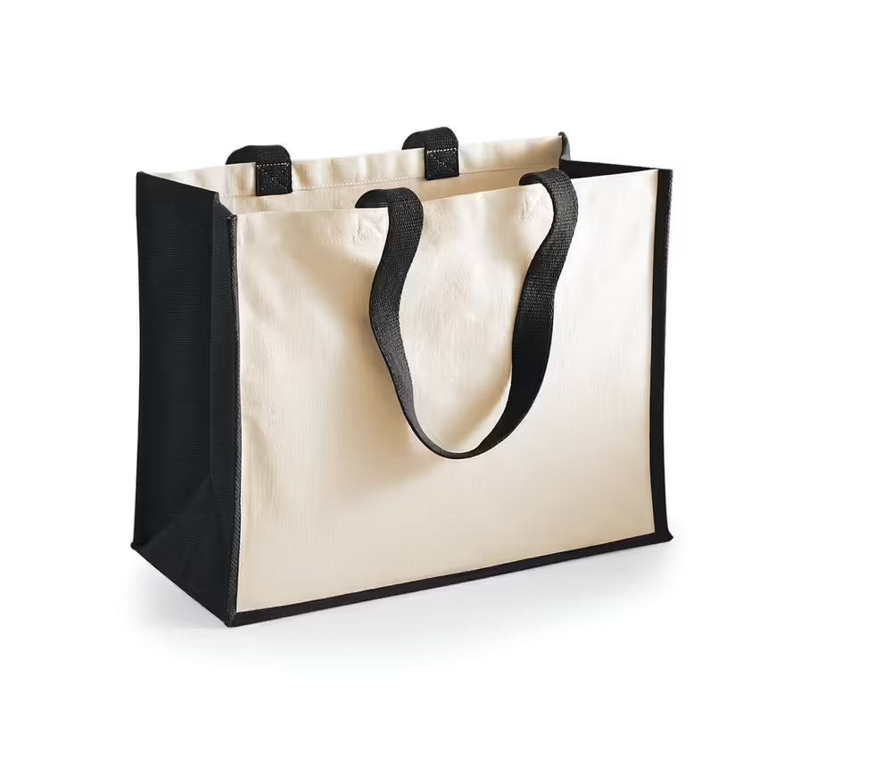 Sac en jute & coton blanc/noir taille L