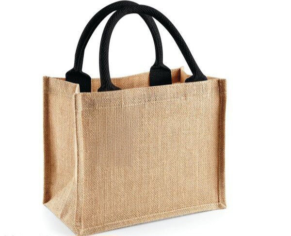 Sac en jute naturel/noir taille S
