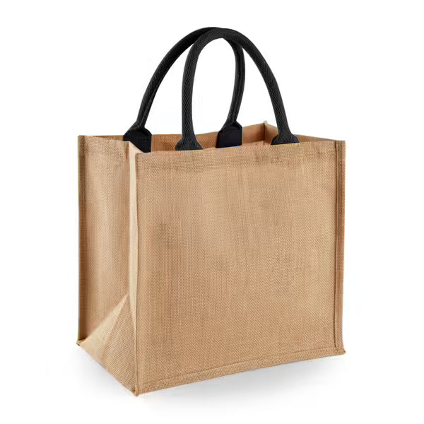 Sac en jute naturel/noir taille M