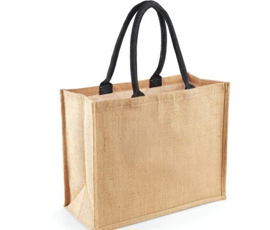 Sac en jute naturel/noir taille L